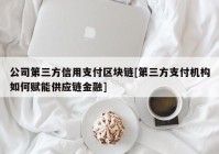 公司第三方信用支付区块链[第三方支付机构如何赋能供应链金融]